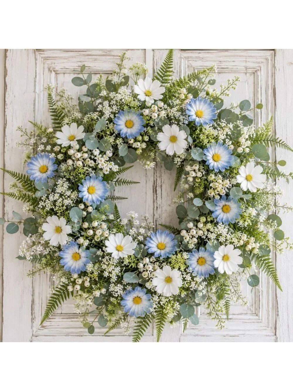 Cosmos Blue Ombre Artificial Wildflowers Set of 2 Farmhouse